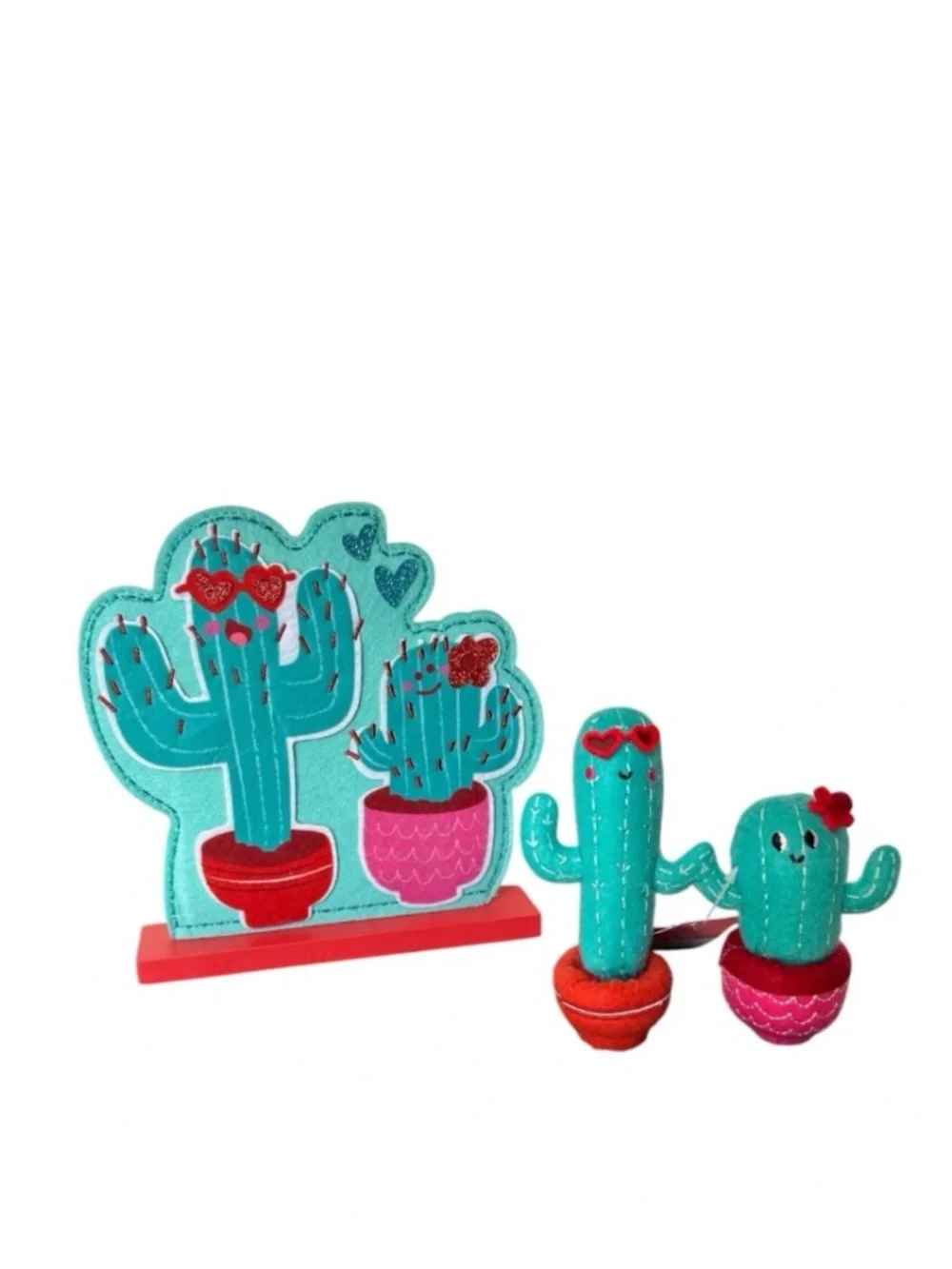 Target Cactus Valentines Day Tabletop Decor Green Pink Red NEW